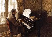 Gustave Caillebotte The young man plays the piano Spain oil painting artist